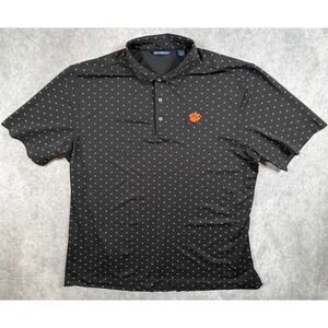 Cutter Buck Mens XL Clemson Tigers Golf Polo Black Virtue Eco Pique Tile Print